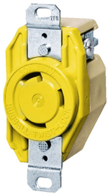 Locking Devices, Twist-Lock, Marine Grade, Flush Receptacle, 30A 125V, 2-Pole 3-