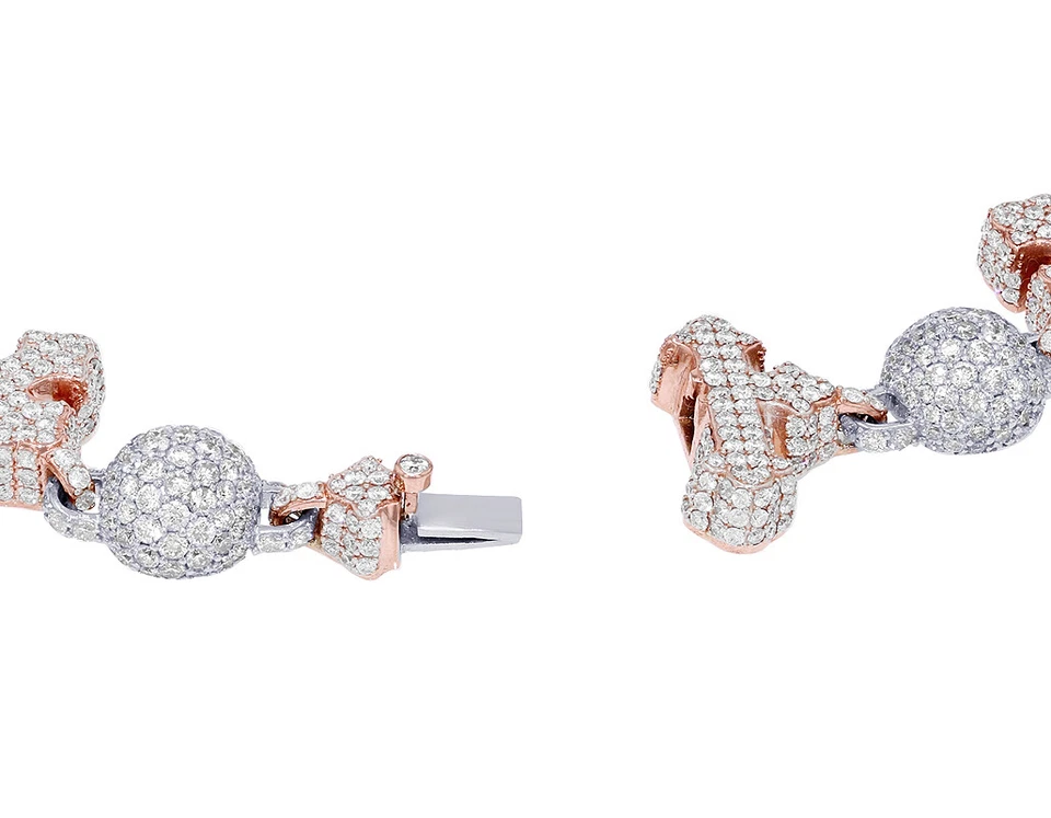 Cross and Real Diamond Beads 15.8CT Bracelet 10k Yellow/White Gold 8.25" - Image 4 of 4