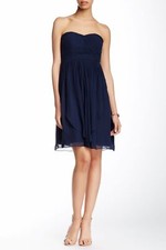 Jenny Yoo Keira Convertible Strapless Chiffon Dress Sz 10 Navy