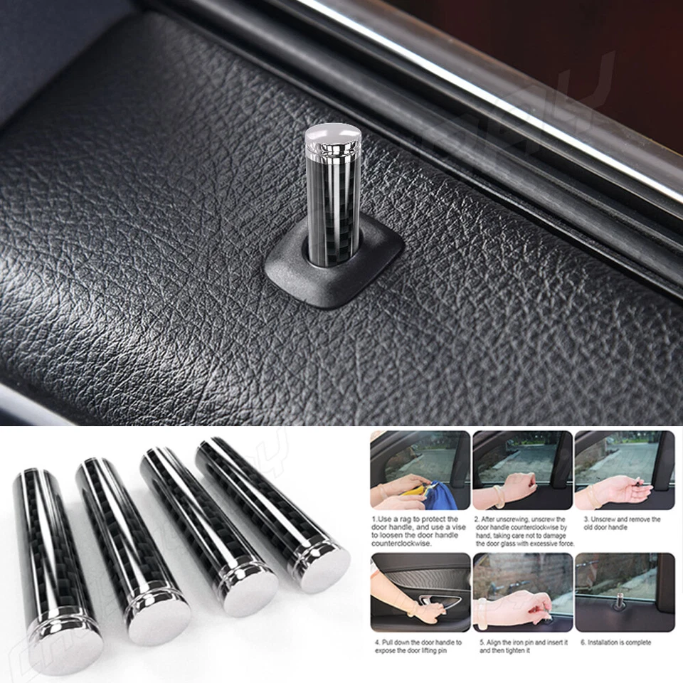 NEW 4X Carbon Fiber Interior Dash Door Lock Knob Pins For Ford F150 F250 F350 - Image 2 of 4