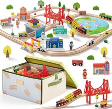 Kid's Wood Play Railway Train Table Set Pc Friends Compatible