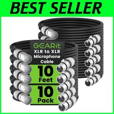 Balanced XLR Male to Female Cable 10ft, 10-Pack - Studio