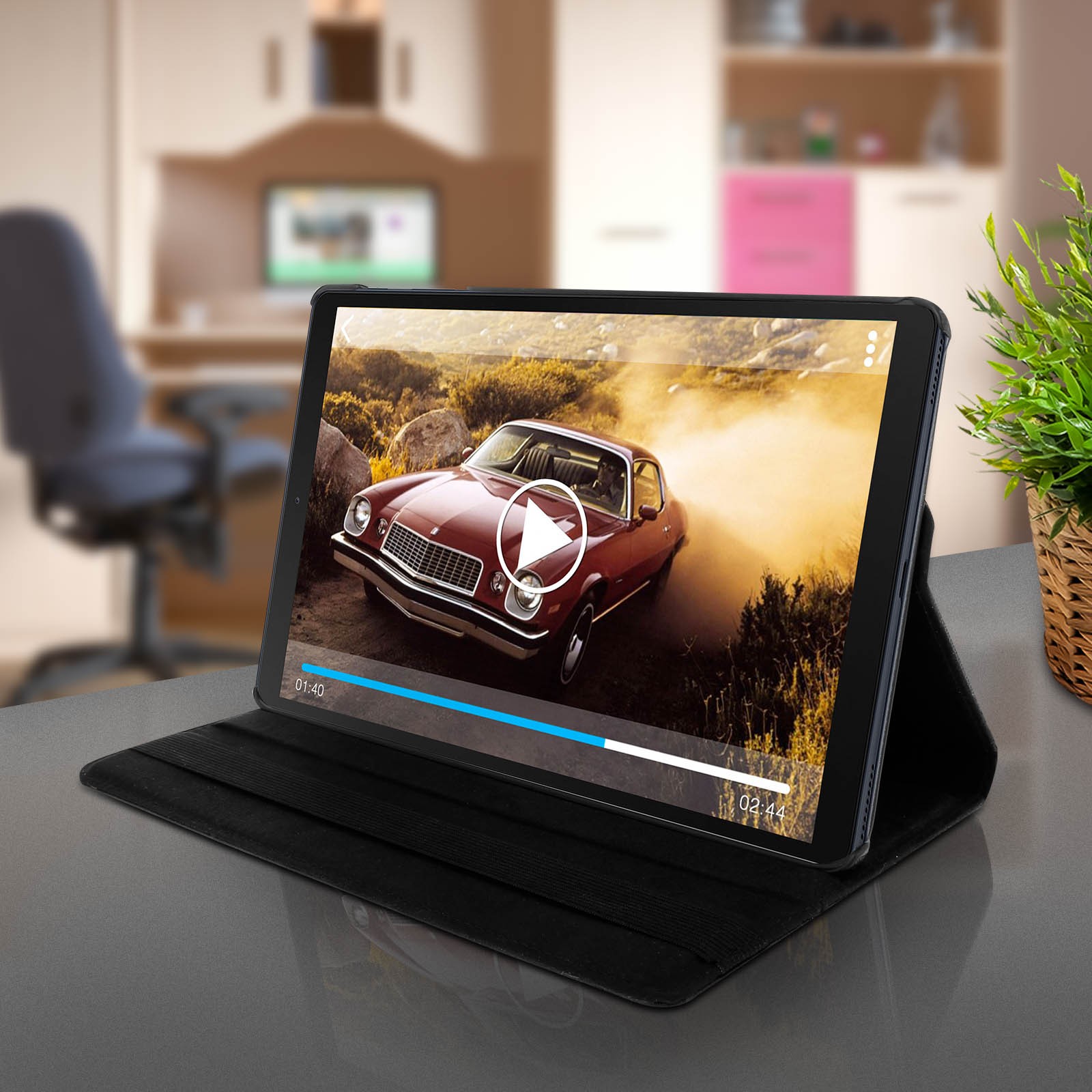 Galaxy Tab A 10.1 2019 coque rotative 360 noir avec support pour tablette