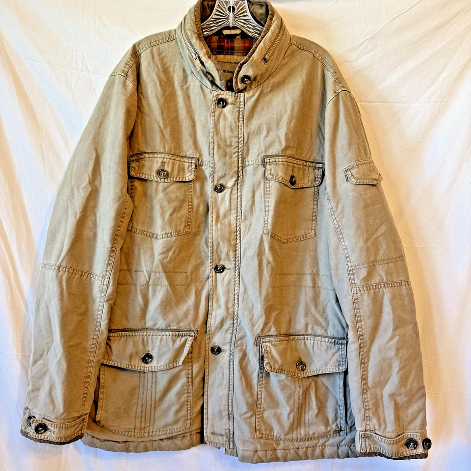 Chaqueta Johnston & Murphy Hombres XXL Marrón Tostado Tareas Granero Abrigo Cremallera Completa Forrada Capucha Foto 2 de 4