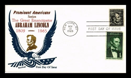 DR JIM STAMPS US COVER LINCOLN 4C PROMINENT AMERICANS FDC COMBO KHOL KRAFT