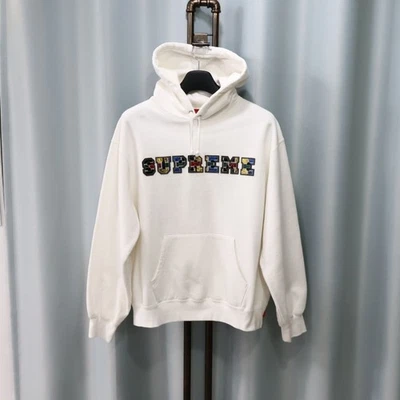 Supreme Collegiate White Patchwork Leather Hoodie M/100 148709795 [P] - Photo 1/4