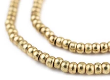 Brass Rondelle Beads 4.5mm Round Large Hole 24 Inch Strand