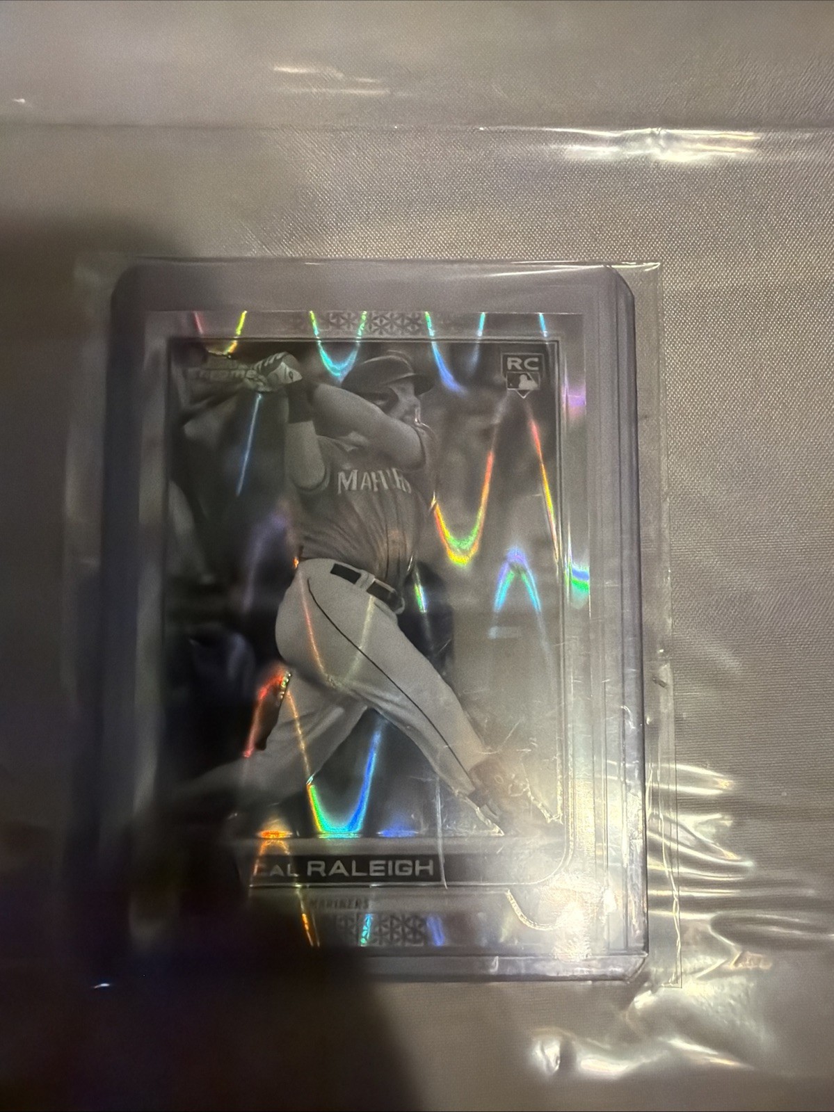 2022 Topps Chrome Sonic - Cal Raleigh #149 Black & White RayWave Refractor (RC)