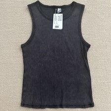 H  M Divided Tank Top Size Small NWT Black Distressed