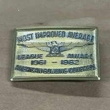 1962 American Bowling Congress Brass Belt Buckle League Award Most Improved Avg