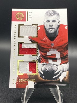 2017 Panini Encased - Rookie Triple Memorabilia C.J. Beathard #15 Gold 10 /10  