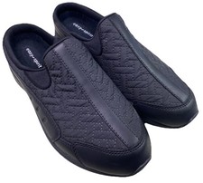 Easy Spirit Women  s Traveltime 683 Leather Black Slip-on Mules Walking Shoe 10M