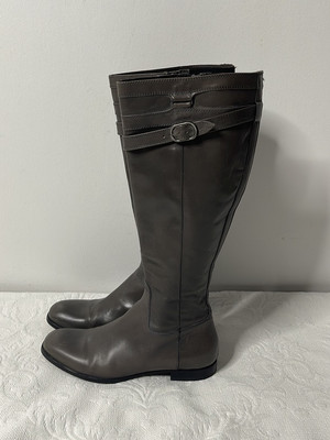 AGL Attilio Giusti Leombruni Italian Leather Knee High Riding Boots Taupe Sz 37