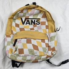 Vans Realm H20 Kids Backpack Yellow Checkered Pattern Lightweight Bag