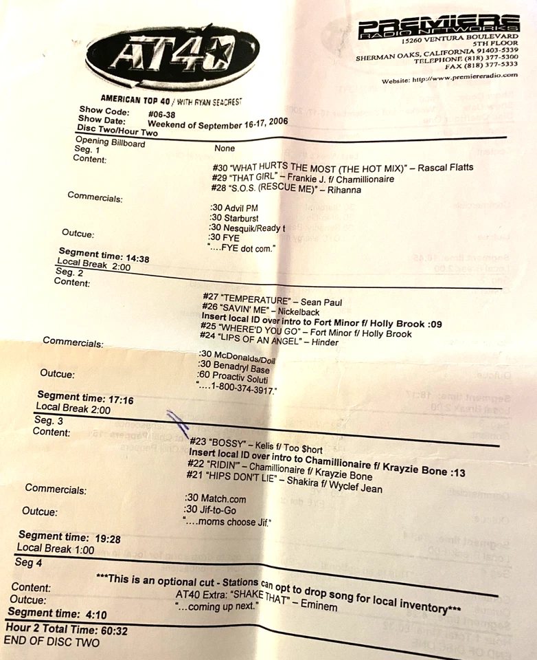 9/16/06 RYAN SEACREST HOSTS AT40: FRAY, PANIC AT DISCO, EMINEM, SNOW PATROL,JOJO - Image 3 of 4