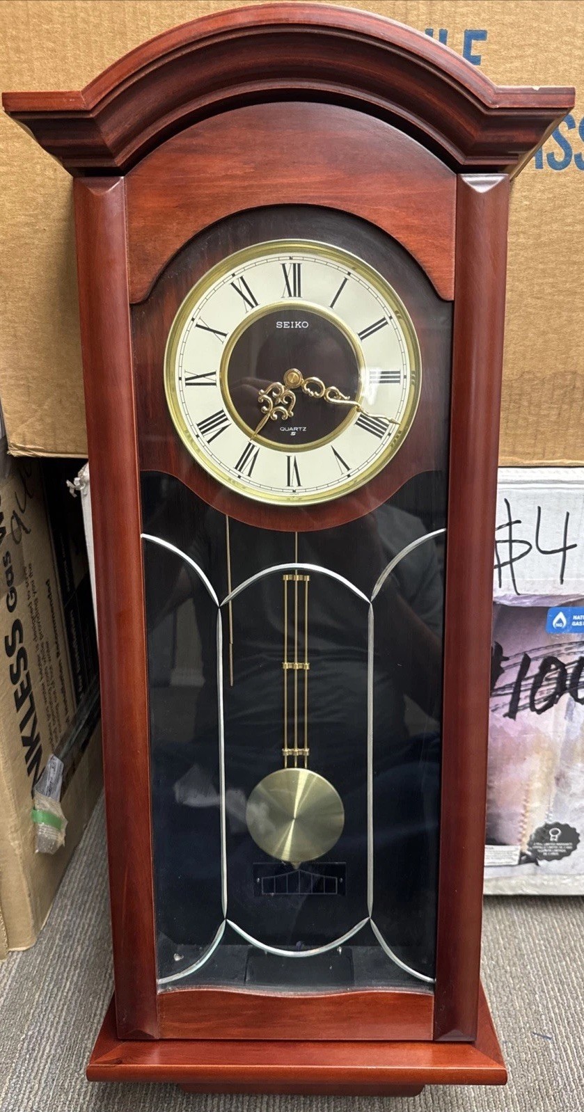 SEIKO Mahogany Wall Clock with Pendulum QXH118BLH