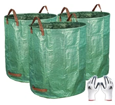 3 PCS 72 Gallon Yard Waste Bags Reusable Heavy Duty Collapsible Garden Bins