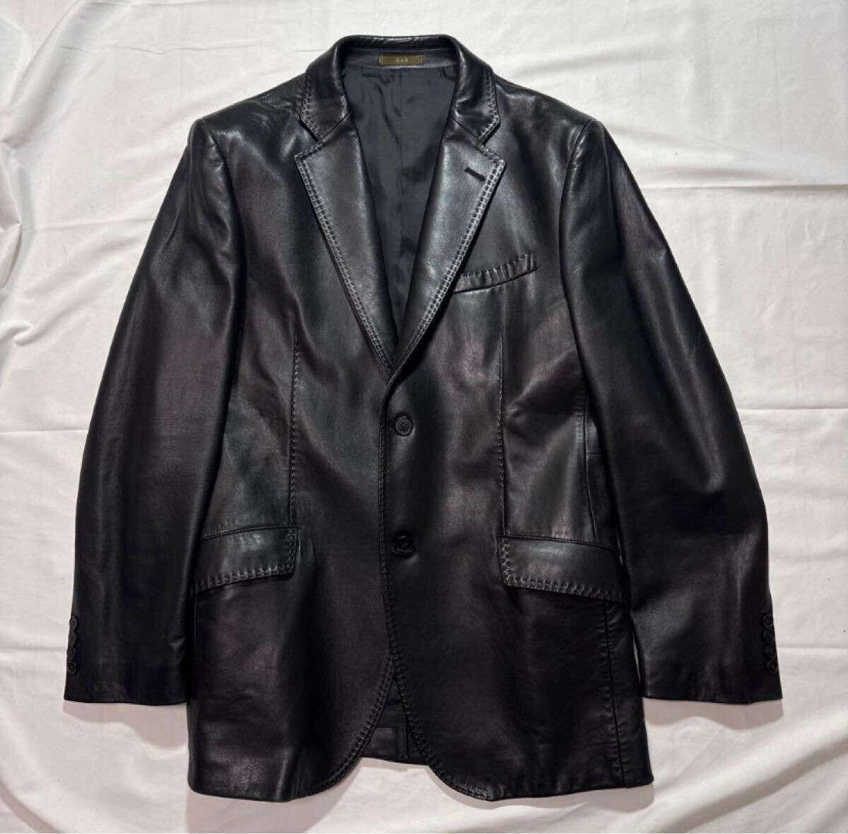 AAR 90s Archive Black Leather Cotton Jacket Men's Outerwear Vintage Size XL Used