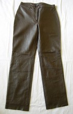 VINTAGE 90s EXPRESS DARK BROWN REPTILE TEXTURE LEATHER PANTS SZ 5/6 RAW HEM NEW