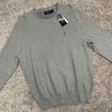 NWT Polo Ralph Lauren Textured Sweater Waffle Knit Men Size Large Gray Heather