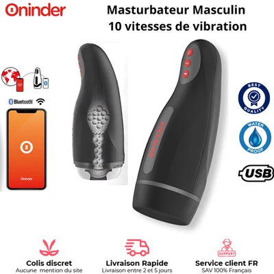 MASTURBATEUR RECHARGEABLE POUR HOMME ONINDER SEOUL 10 VITESSES - APPLI GRATUITE - Photo 1/4