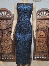 Cache Collection 100 Silk Size S Artsy Sophisticated Dress Backless Beaded C3