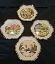 Currier & Ives American Homestead 4 Seasons 7 1/4"  Plates  Vintage Japan