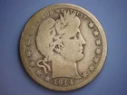 1914-S BARBER QUARTER__25C SILVER COIN__SEMI KEY__SAN FRANCISCO G/VG COIN