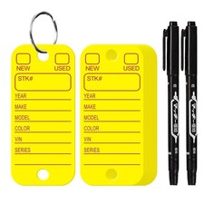 Poly Key Tags Plastic Key Tags w/ 200 Rings  2 Markers Car Dealer 200 Pieces