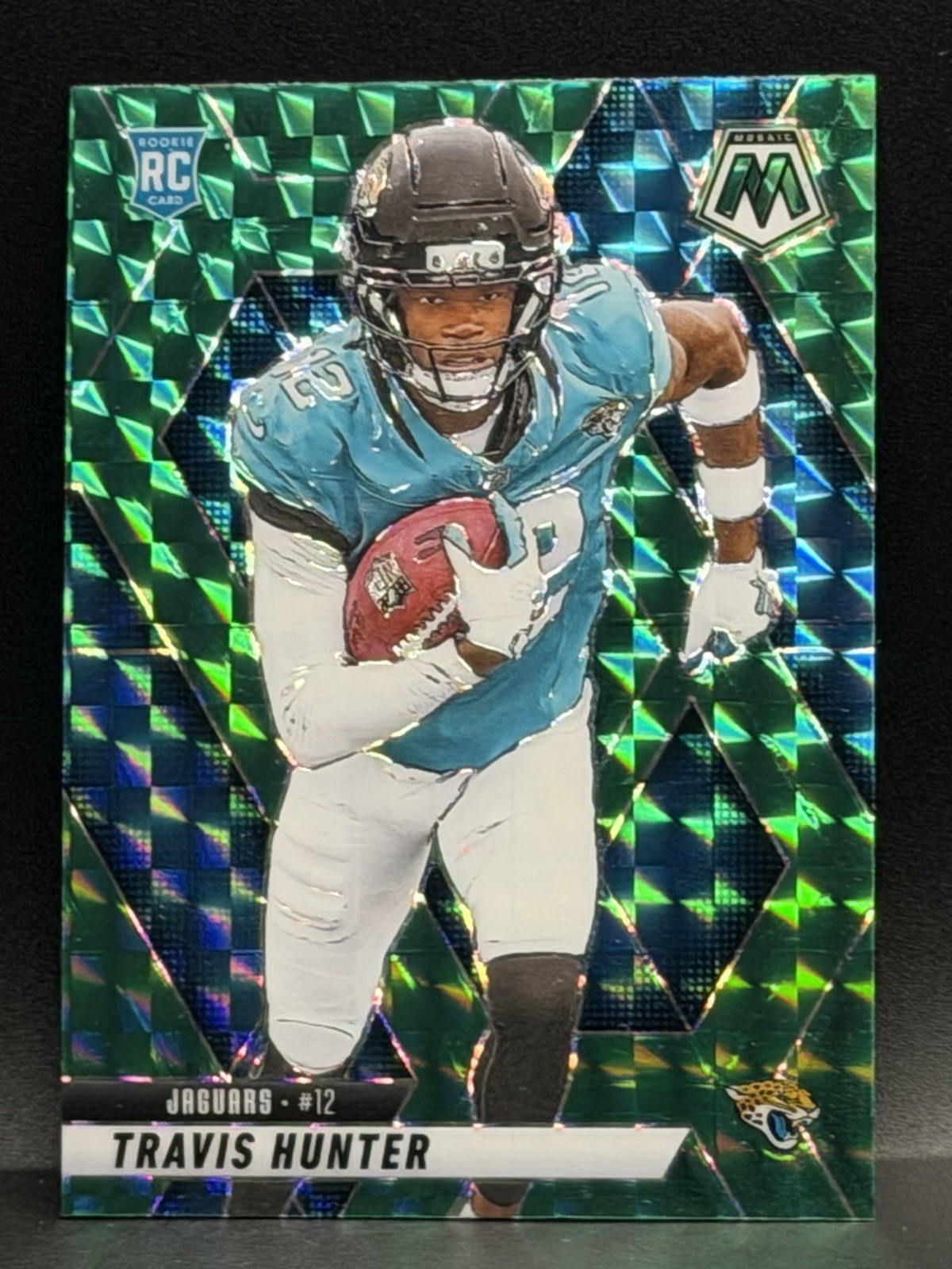 2025 Panini Mosaic Travis Hunter Jaguars Green Mosaic Prizm Rookie RC #301
