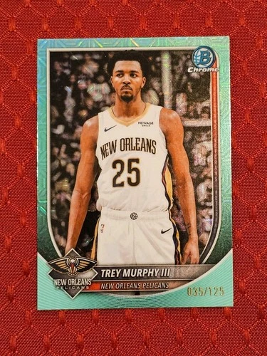 2025-26 Bowman Chrome TREY MURPHY III /125 Aqua Mojo Refractor #BCV-141 Pelicans