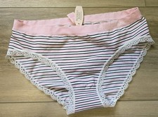 NWT Vintage Victoria's Secret Pink Striped Smooth Ruffle Hiphugger Panties M