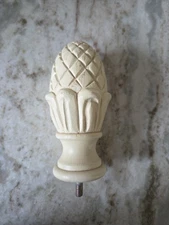Vintage carved wood poplar MCM pineapple acorn artichoke bed post finial newel
