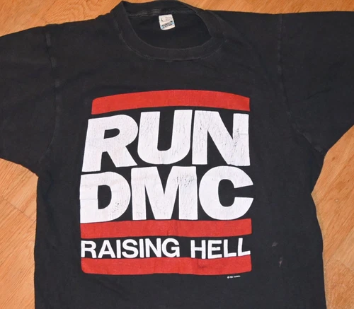 RUN DMC original rap hip hop concert tee t-shirt 1980s vintage concert t-shirt, vintage, single stitch, B+ condition