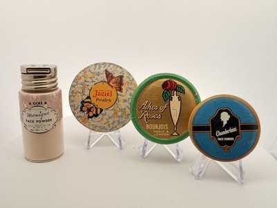 Lot of 4 Vintage 1920s-1950s Powder Boxes / Containers Bourjois Jaciel Monique