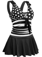 AONTUS One Piece Women's Plus Size Swimsuits Tummy Control Swimwear Skirt wit...