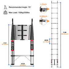 2.6/3.2/3.8/4/5M Steel Folding Telescopic Extendable Ladder Ladders Workshop