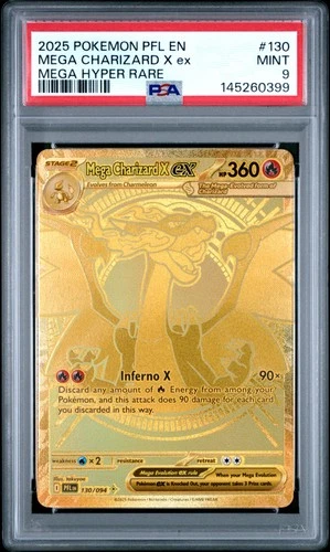 2025 POKEMON PFL EN-PHANTASMAL FLAMES MEGA HYPER RARE MEGA CHARIZARD X EX PSA 9