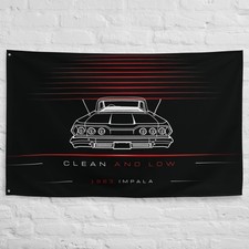 Impala 1963 Car Silhouette Flag 3x5 ft Garage Banner Man Cave Wall Decor Gift