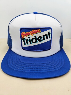 Vintage Trident Super Pak Chewing Gum Patch Trucker Hat Snapback Cap