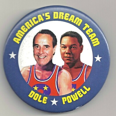 America's DREAM TEAM Pin ~ Bob Dole & Colin Powell Pin Jugate Basketball Theme 