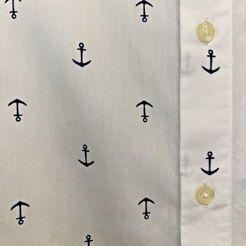 Nautica Herren klassische Passform nautisch blau Anker kurzarmiges Shirt Knopfleiste LG - Bild 10 von 10