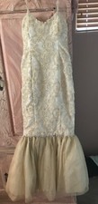 Vintage Mermaid Sparkle Beaded Wedding Dress Cream  Gold Halter or Strapless XS
