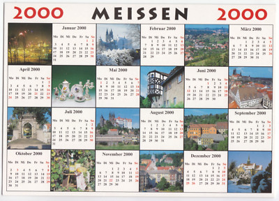 Postcard, Meissen, 12 images and calendar for 2000, 1999