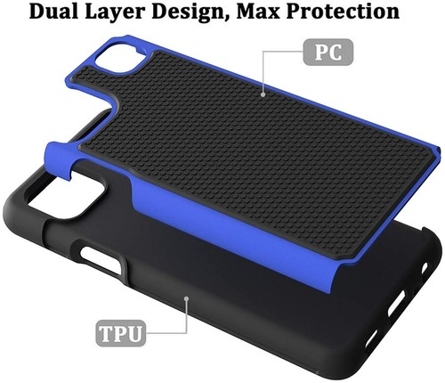 For LG K92 5G Case Shockproof Hybrid Blue Rubber Hybrid Protective Case Cover - Picture 3 of 9
