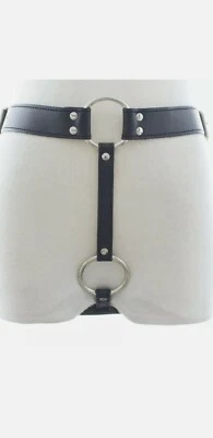 Bondage restraints Mens black leather chastity Thong, Straight jacket