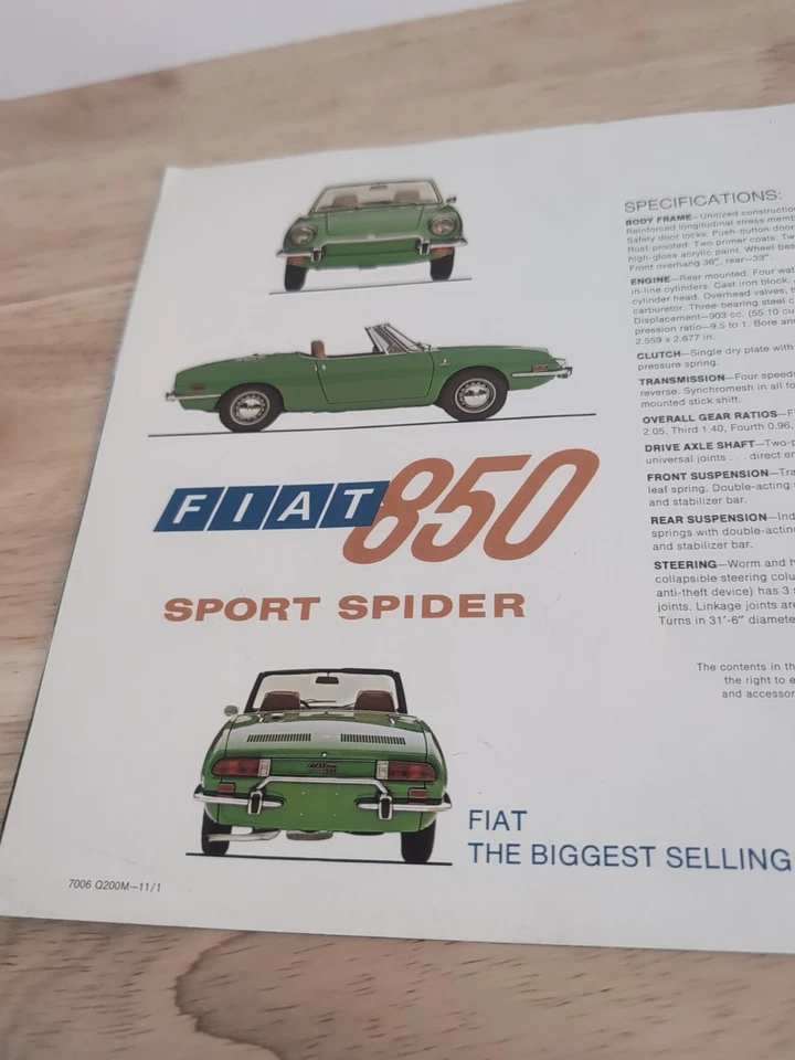 Folheto fiat 850 Sport verde aranha - Imagem 4 de 4