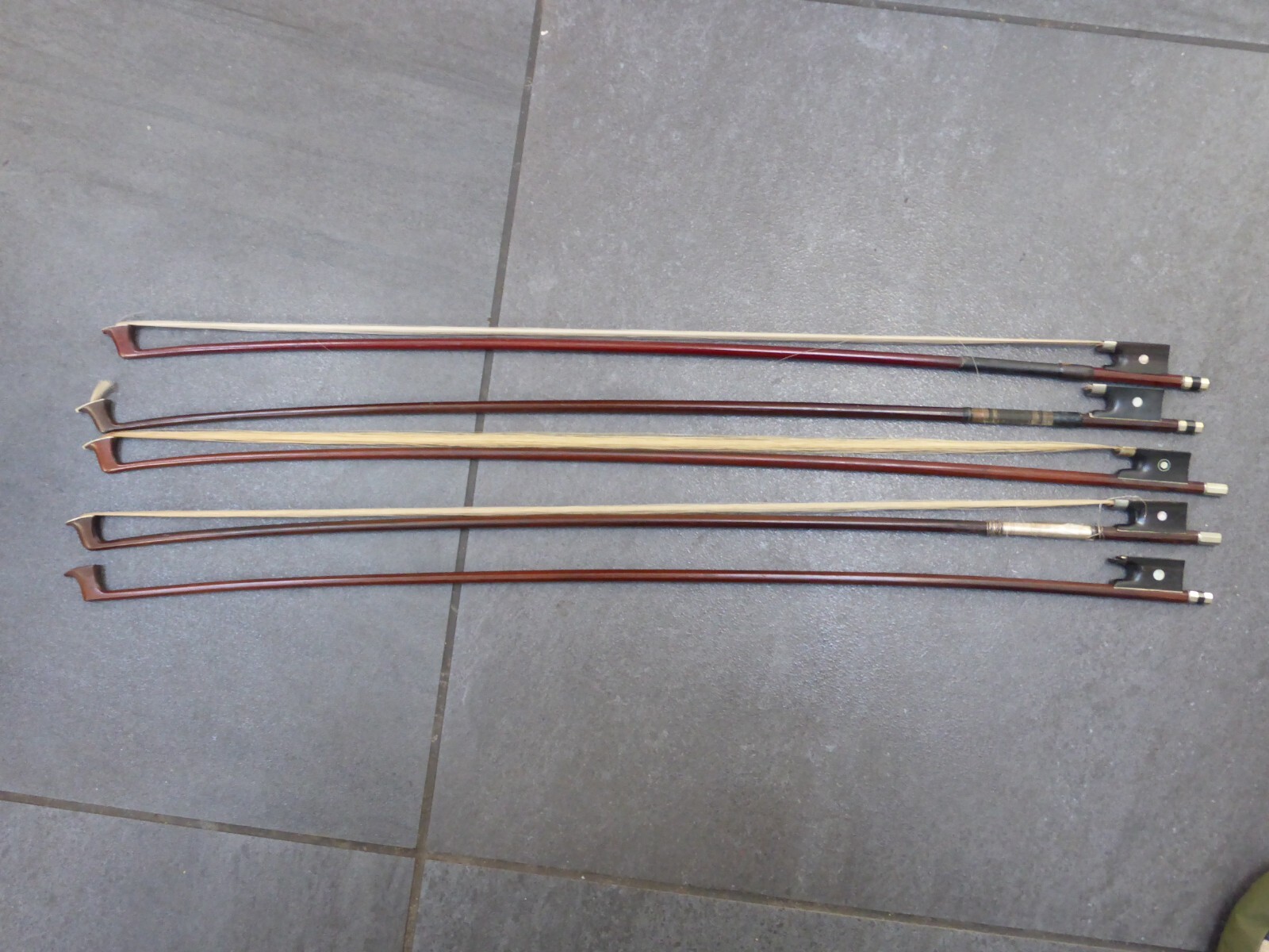 Five old wooden violin bows for repair/rehairing full sized eBay