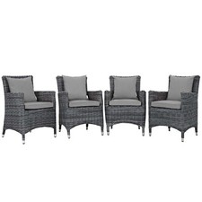 UPC 889654002130 product image for Modway Summon 4 Piece Outdoor Patio Sunbrella Dining Set in Canvas Gray | upcitemdb.com
