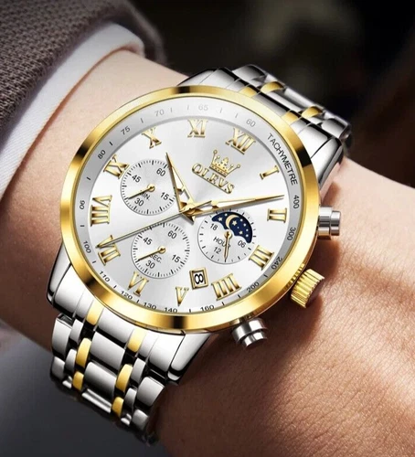 OLEVS Wasserdichte Leuchtende Quarzuhr Herren Business Luxus Armbanduhr Geschenk - Bild 7 von 16